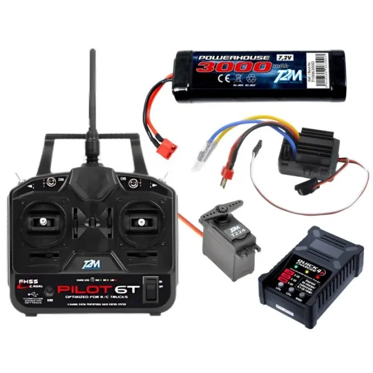 Radio Pilot 6T Standard Truck Pack + Inverter + Charger + Nimh Battery + T2M Servo T2M T3425C - 1 T3425C-Radio Pilot 6T Standard Truck Pack + Inverter + Charger + Nimh Battery + T2M Servo - T3425C
