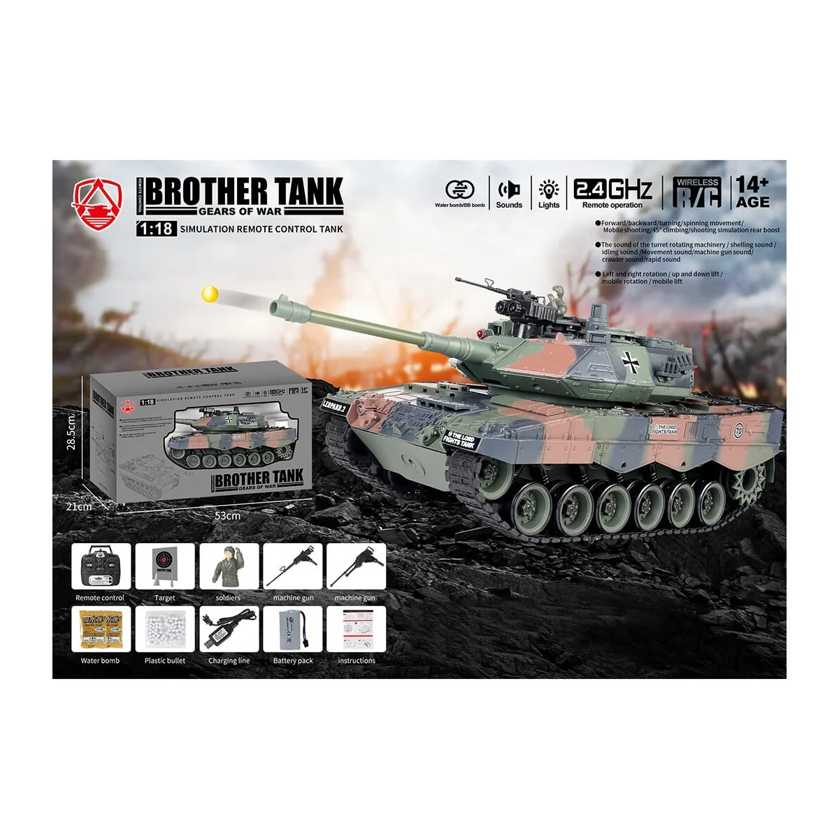 copy of RC German Tiger 1 Grey 1/18 RTR Tank Brother Tank  BT-822 - 11