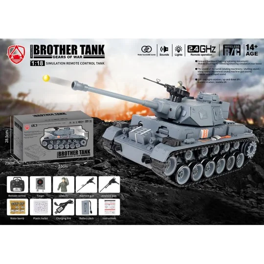 BT-827-German Panther III Grey 1/18 RTR Brother Tank RC Tank - BT-827