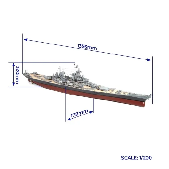 16002-USS Missouri BB-63 1/200 kit construction bois OcCre - 16002