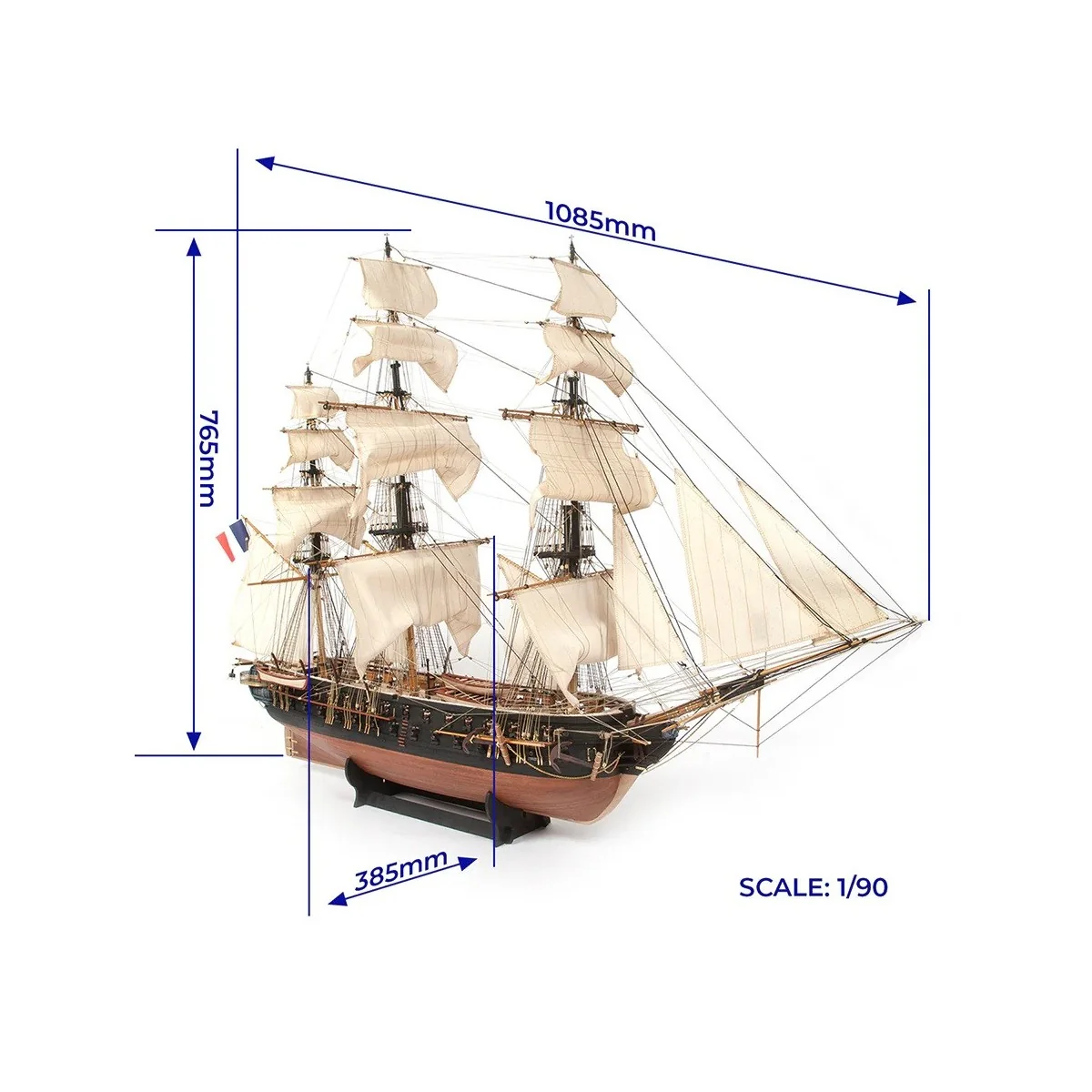 Bateau Belle Poule 1/90 kit construction bois OcCre OcCre 15007 - 2