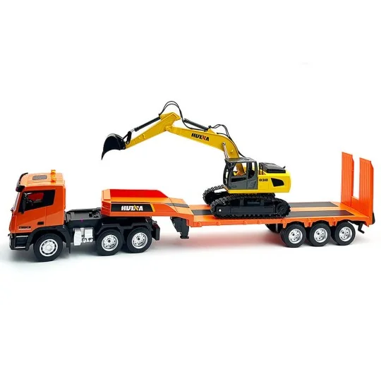 CY1319-Camion porte char avec pelleteuse sur chenilles RC 1/24 2.4Ghz - HuiNa - CY1319