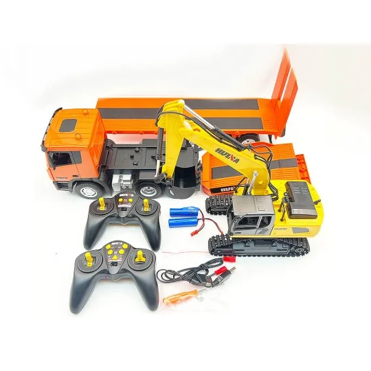 Tank Carrier Truck with RC 1/24 2.4Ghz Crawler Excavator - HuiNa HuiNa Toys CY1319 - 4 CY1319-Tank Carrier Truck with RC 1/24 2.4Ghz Crawler Excavator - HuiNa - CY1319