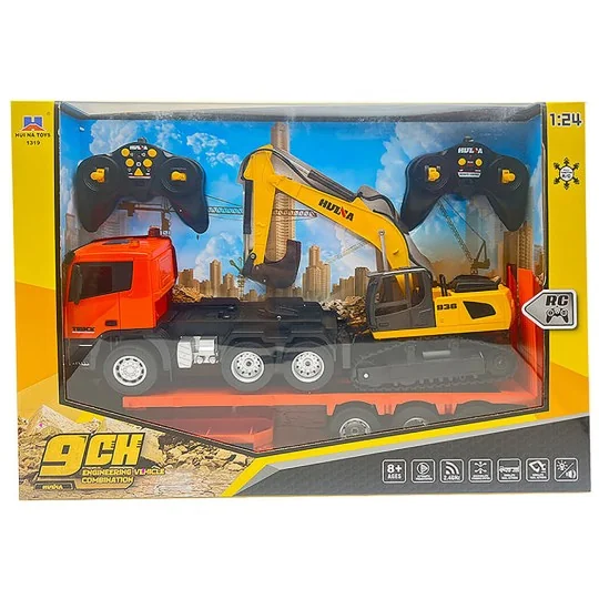 Tank Carrier Truck with RC 1/24 2.4Ghz Crawler Excavator - HuiNa HuiNa Toys CY1319 - 14 CY1319-Tank Carrier Truck with RC 1/24 2.4Ghz Crawler Excavator - HuiNa - CY1319