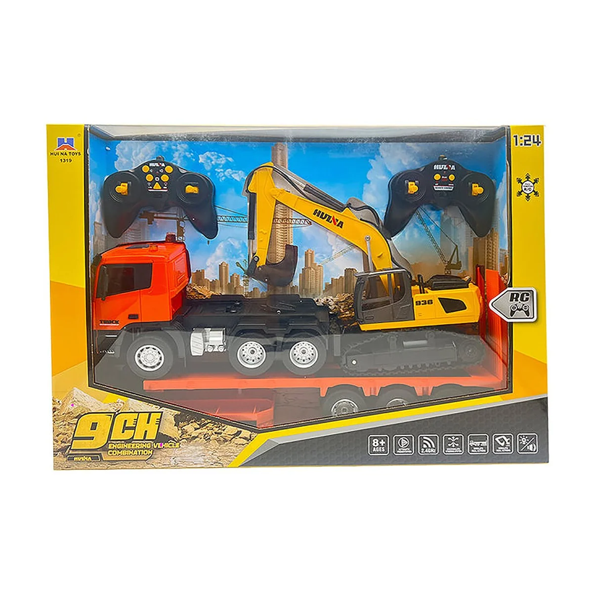 Camion porte char avec pelleteuse sur chenilles RC 1/24 2.4Ghz - HuiNa HuiNa Toys CY1319 - 14