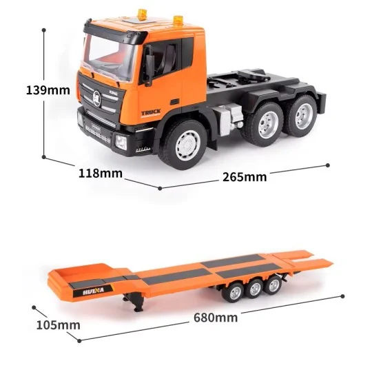 CY1319-Camion porte char avec pelleteuse sur chenilles RC 1/24 2.4Ghz - HuiNa - CY1319