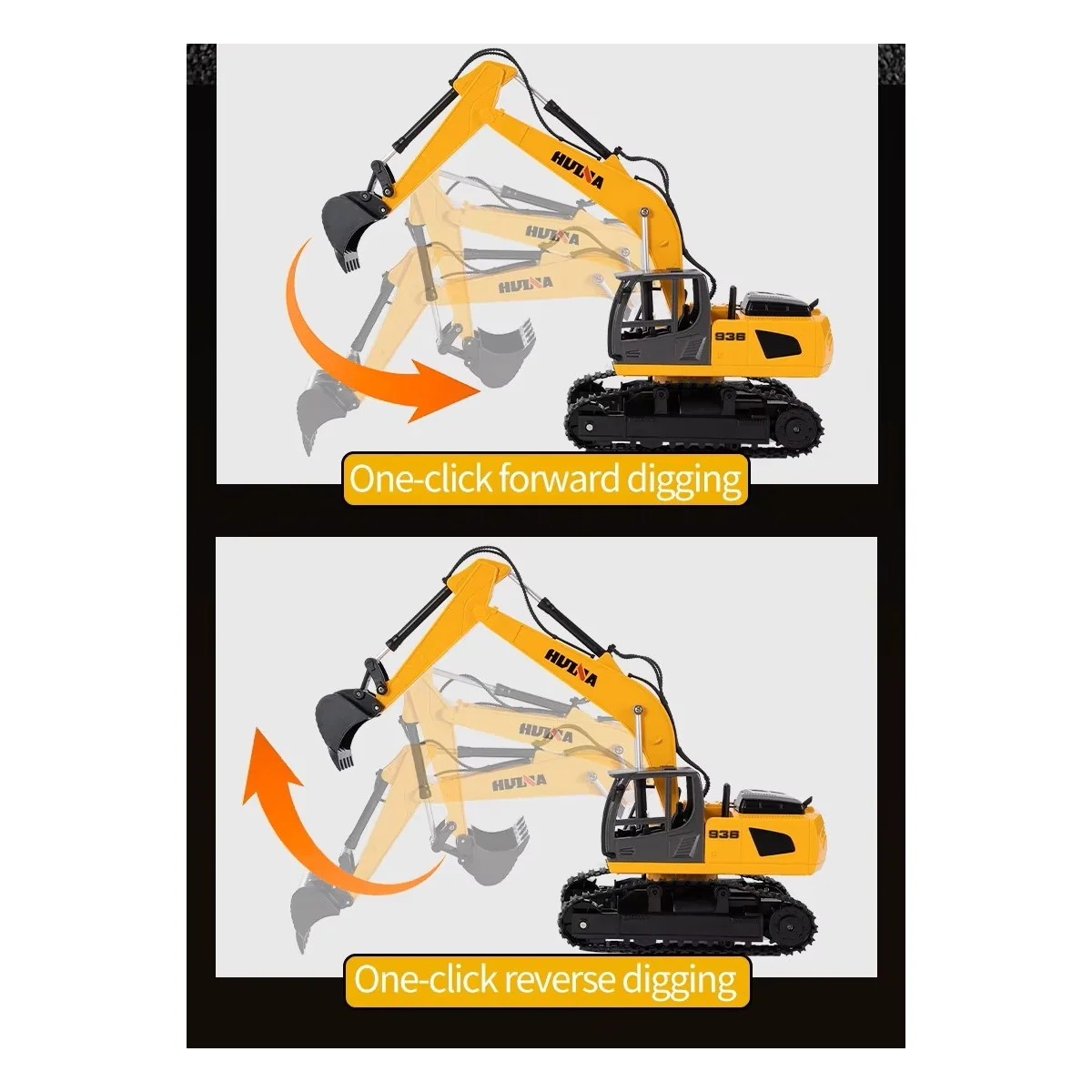 Camion porte char avec pelleteuse sur chenilles RC 1/24 2.4Ghz - HuiNa HuiNa Toys CY1319 - 9