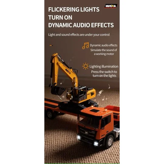 Tank Carrier Truck with RC 1/24 2.4Ghz Crawler Excavator - HuiNa HuiNa Toys CY1319 - 10 CY1319-Tank Carrier Truck with RC 1/24 2.4Ghz Crawler Excavator - HuiNa - CY1319