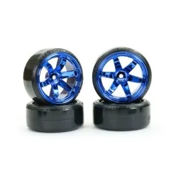 Blue chrome drift wheels 6 spokes 26mm 1/10 (4) Fastrax Fastrax FAST0086BLC - 1