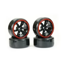 Black and red drift wheels 6 spokes 26mm 1/10 (4) Fastrax Fastrax FAST0086BKR - 1