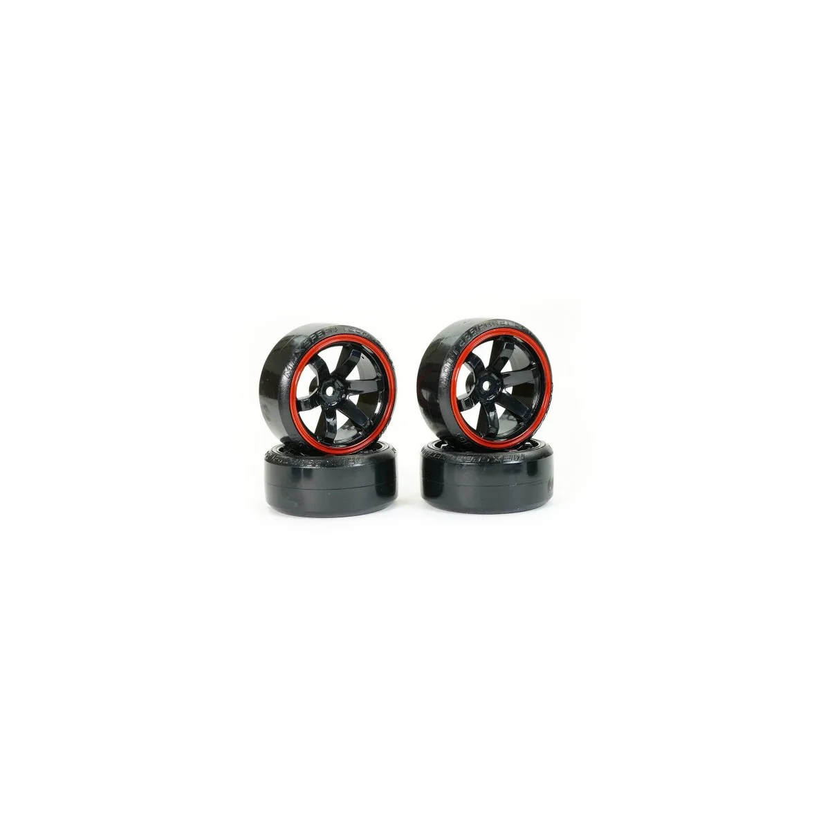 Roues drift noir et rouge 6 rayons 26mm 1/10 (4) Fastrax Fastrax FAST0086BKR - 1