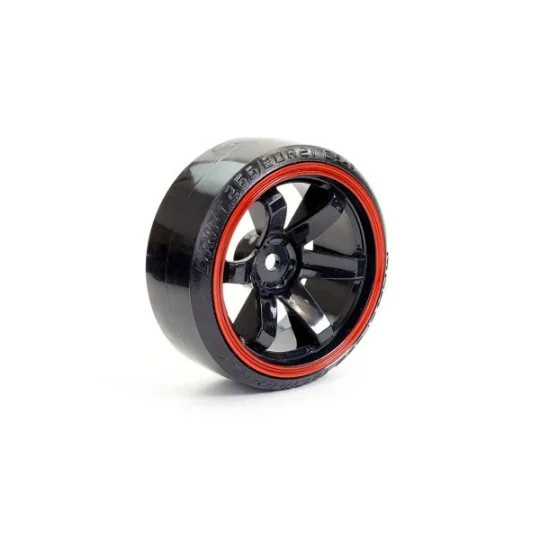 FAST0086BKR-Roues drift noir et rouge 6 rayons 26mm 1/10 (4) Fastrax - FAST0086BKR