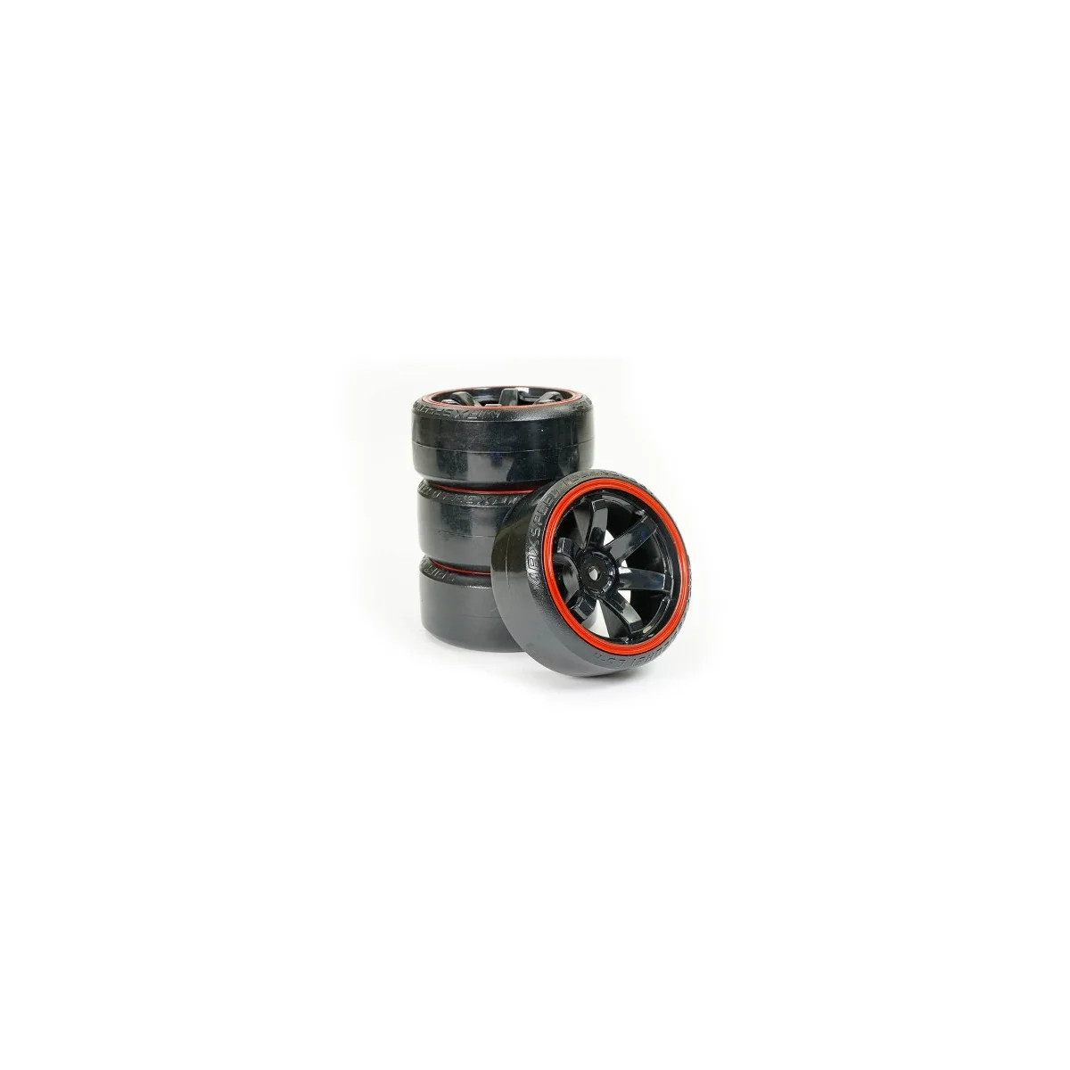Black and red drift wheels 6 spokes 26mm 1/10 (4) Fastrax Fastrax FAST0086BKR - 3 Black and red drift wheels 6 spokes 26mm 1/10 (4) Fastrax Fastrax FAST0086BKR - 3