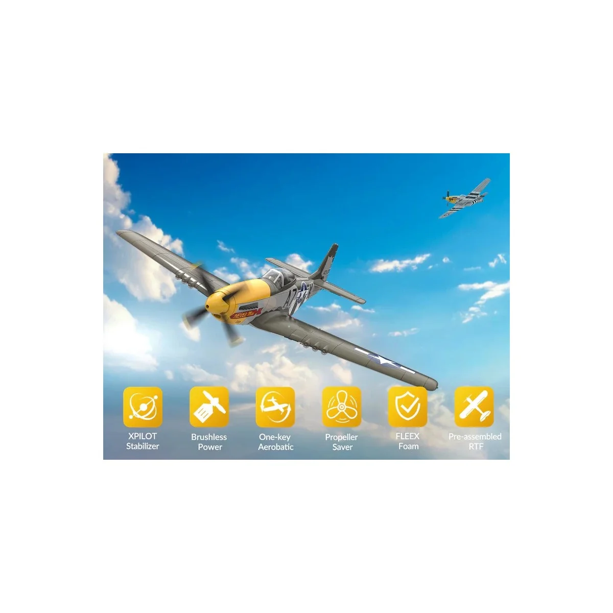 P-51D Mustang 500mm Brushless Aircraft with RTF Flight Stabilizer Volantex Volantex V768-2 - 3 P-51D Mustang 500mm Brushless Aircraft with RTF Flight Stabilizer Volantex Volantex V768-2 - 3