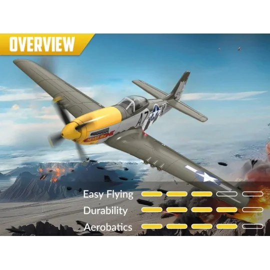 V768-2-P-51D Mustang 500mm Brushless Aircraft with RTF Flight Stabilizer Volantex