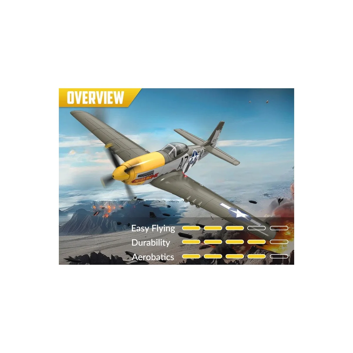 Avion P-51D Mustang 500mm brushless avec stabilisateur de vol RTF Volantex Volantex V768-2 - 4