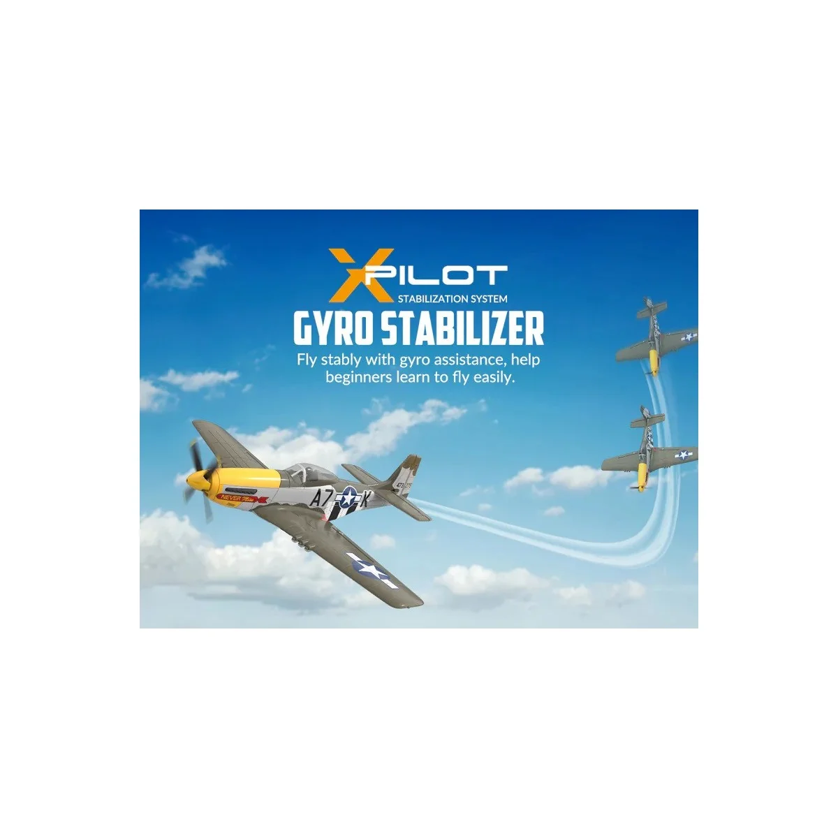 P-51D Mustang 500mm Brushless Aircraft with RTF Flight Stabilizer Volantex Volantex V768-2 - 5