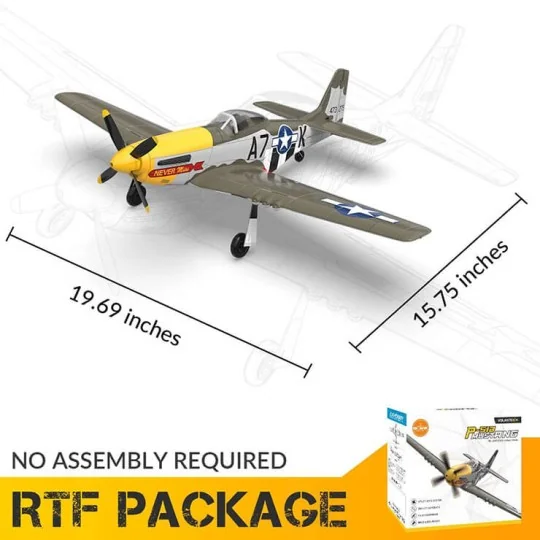 V768-2-Avion P-51D Mustang 500mm brushless avec stabilisateur de vol RTF Volantex