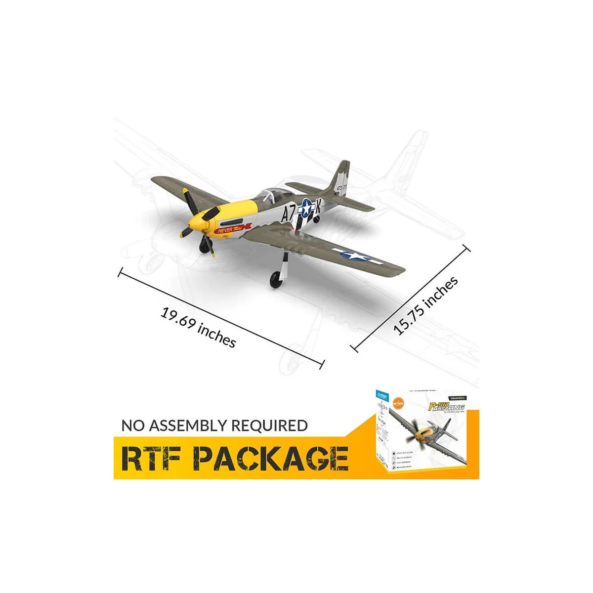 Avion P-51D Mustang 500mm brushless avec stabilisateur de vol RTF Volantex Volantex V768-2 - 2