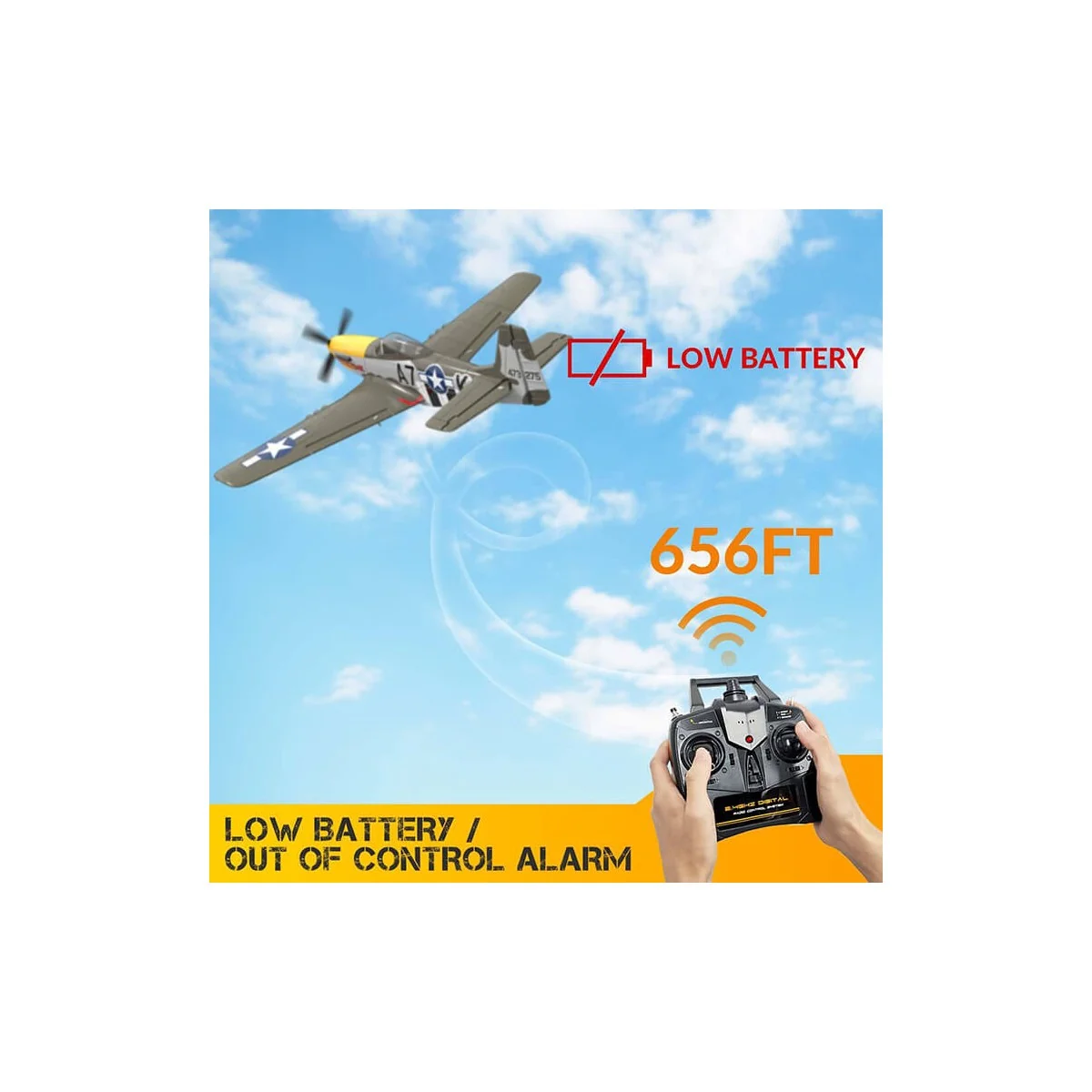 P-51D Mustang 500mm Brushless Aircraft with RTF Flight Stabilizer Volantex Volantex V768-2 - 8