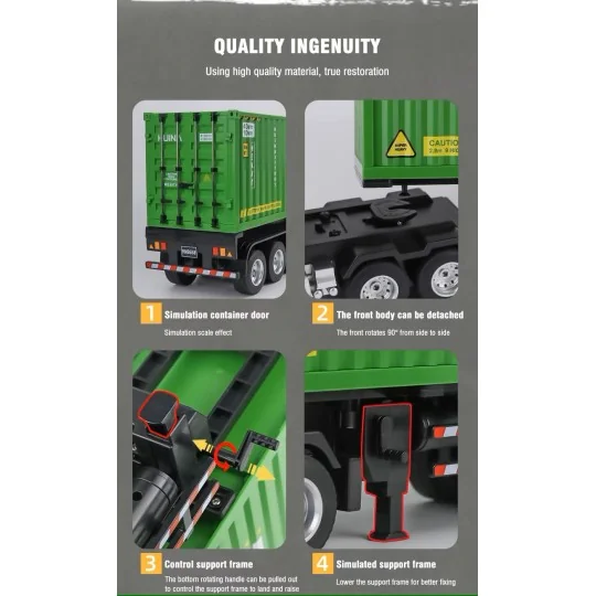 CY1317-Camion semi-remorque porte-conteneur RC 1/18 2.4Ghz - HuiNa