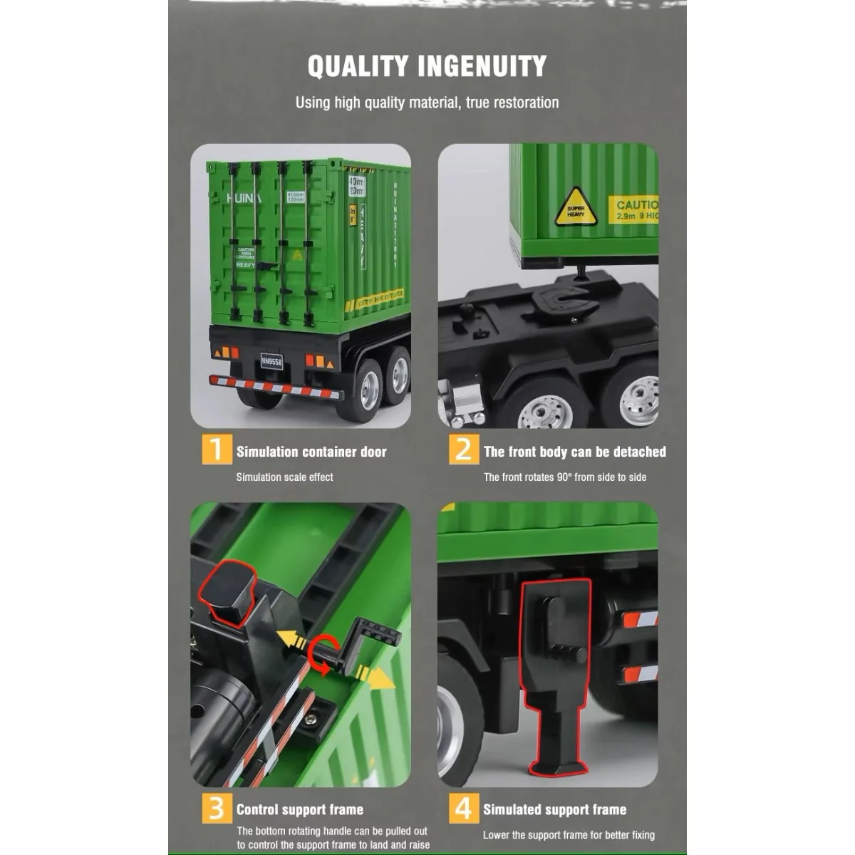 RC 1/18 2.4Ghz Container Carrier Semi-Trailer Truck - HuiNa HuiNa Toys CY1317 - 7