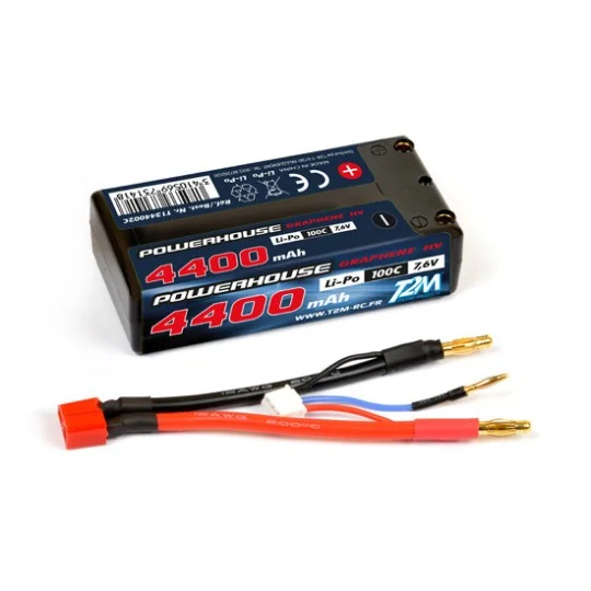 T1344002C-Li-Po HV Shorty 4400mAh 100C 2S 7.6V Case T2M - T1344002C