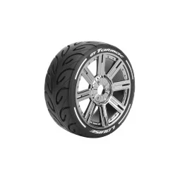 Pneus GT-Tarmac + Jantes batons Chrome Noir 1/8 (x2) Louise RC Louise RC L-T3285SBC - 1