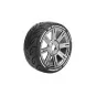 L-T3285SBC-Pneus GT-Tarmac + Jantes batons Chrome Noir 1/8 (x2) Louise RC