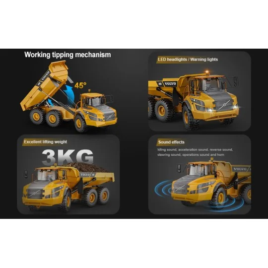 T806-Camion Benne Tombereau articulé RC Volvo A40G 1/20 - T2M