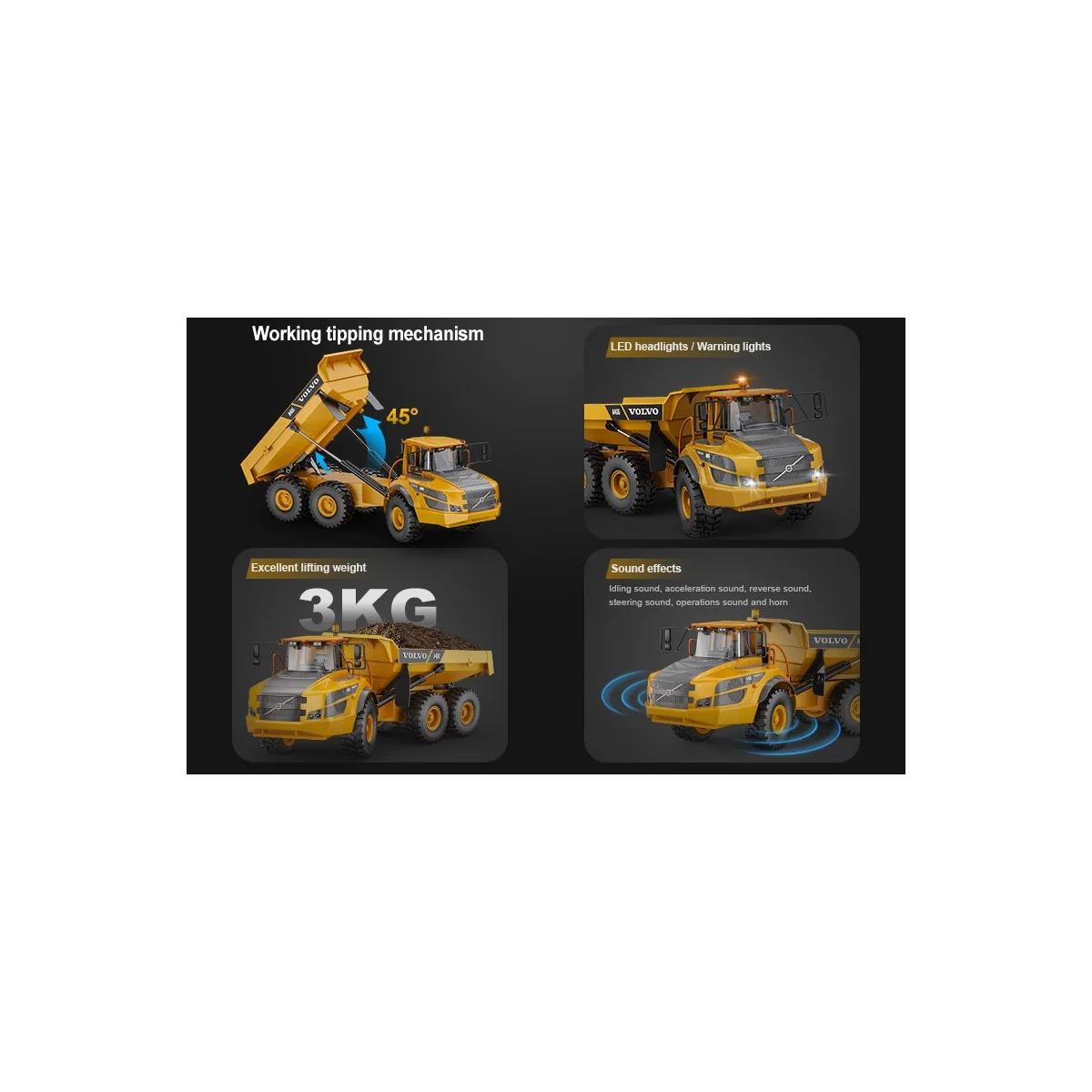 Camion Benne Tombereau articulé RC Volvo A40G 1/20 - T2M T2M T806 - 13