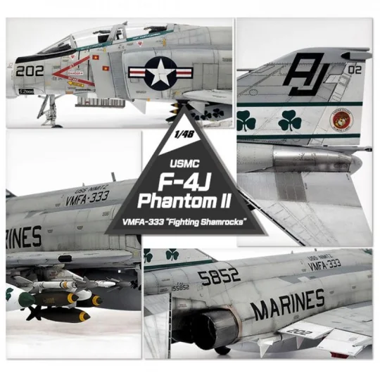 USMC F-4J Phantom II Aircraft, VMFA-333 Fighting Shamrocks 1/48 Academy Academy AC12356 - 6 AC12356-USMC F-4J Phantom II Aircraft, VMFA-333 Fighting Shamrocks 1/48 Academy - AC12356