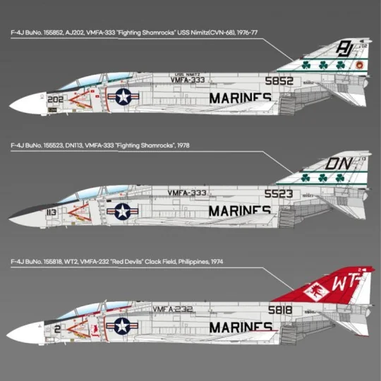 AC12356-USMC F-4J Phantom II Aircraft, VMFA-333 Fighting Shamrocks 1/48 Academy