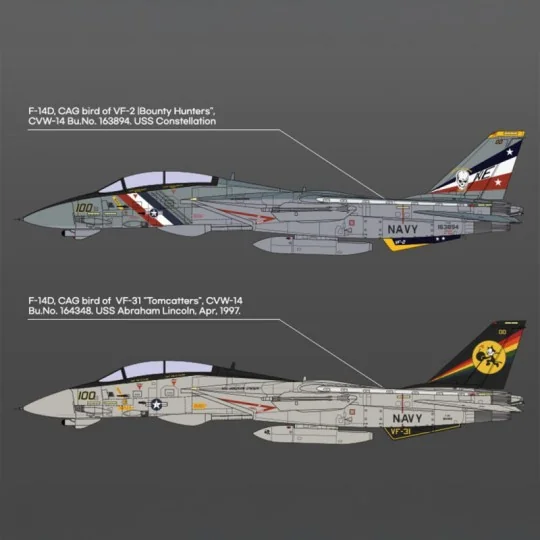 AC12590-USN F-14D Aircraft, VF-2 Bounty Hunters 1/72 Academy - AC12590