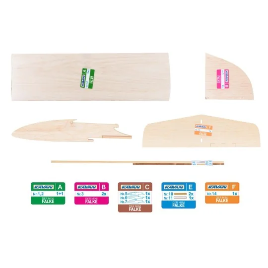 KAV02.4315-Hand-thrown glider Falke 710mm balsa kit Kavan
