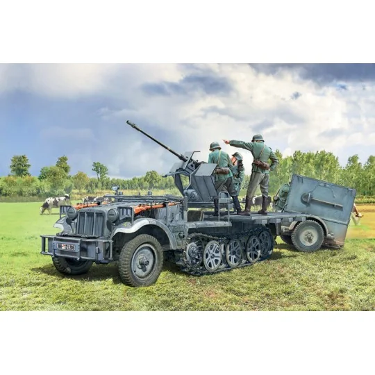 Véhicule Sd.Kfz 10/4 Flak 30 et Servants 1/35 Italeri Italeri I6395 - 1 I6395-Véhicule Sd.Kfz 10/4 Flak 30 et Servants 1/35 Italeri - I6395