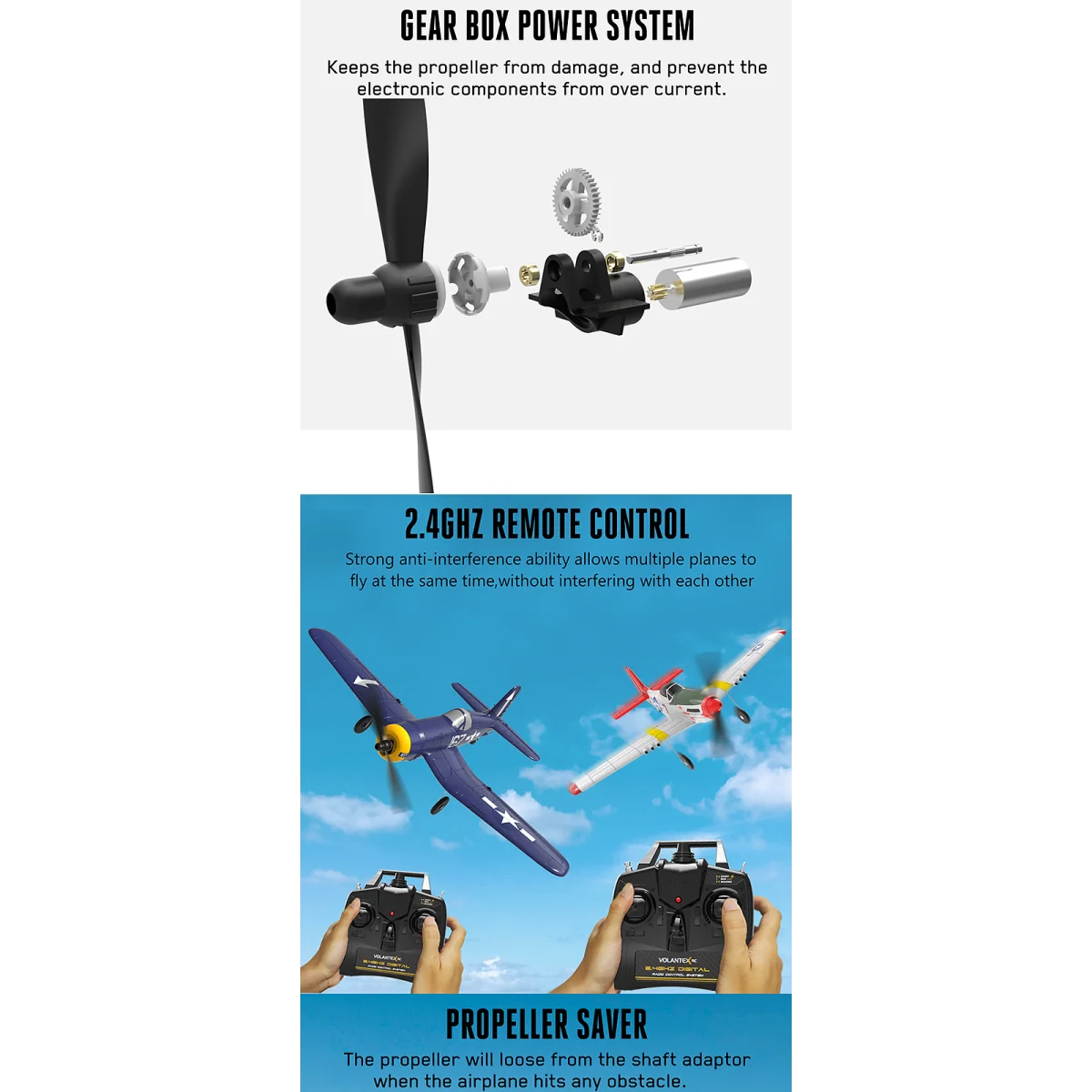 Avion Corsair F4U 400mm V2 avec stabilisateur de vol RTF Volantex Volantex V761-8V2 - 13