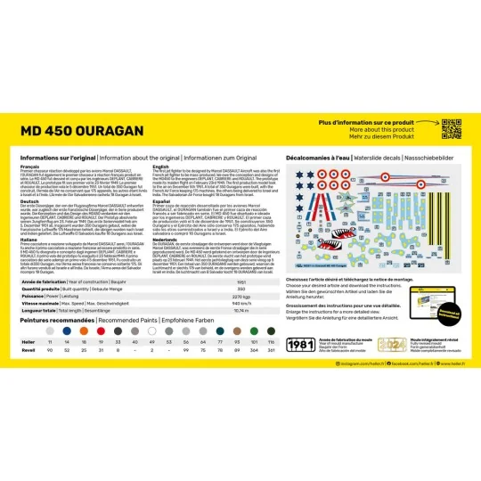 HEL-56201-MD 450 Ouragan 1/72 Heller + colle et peintures - HEL-56201