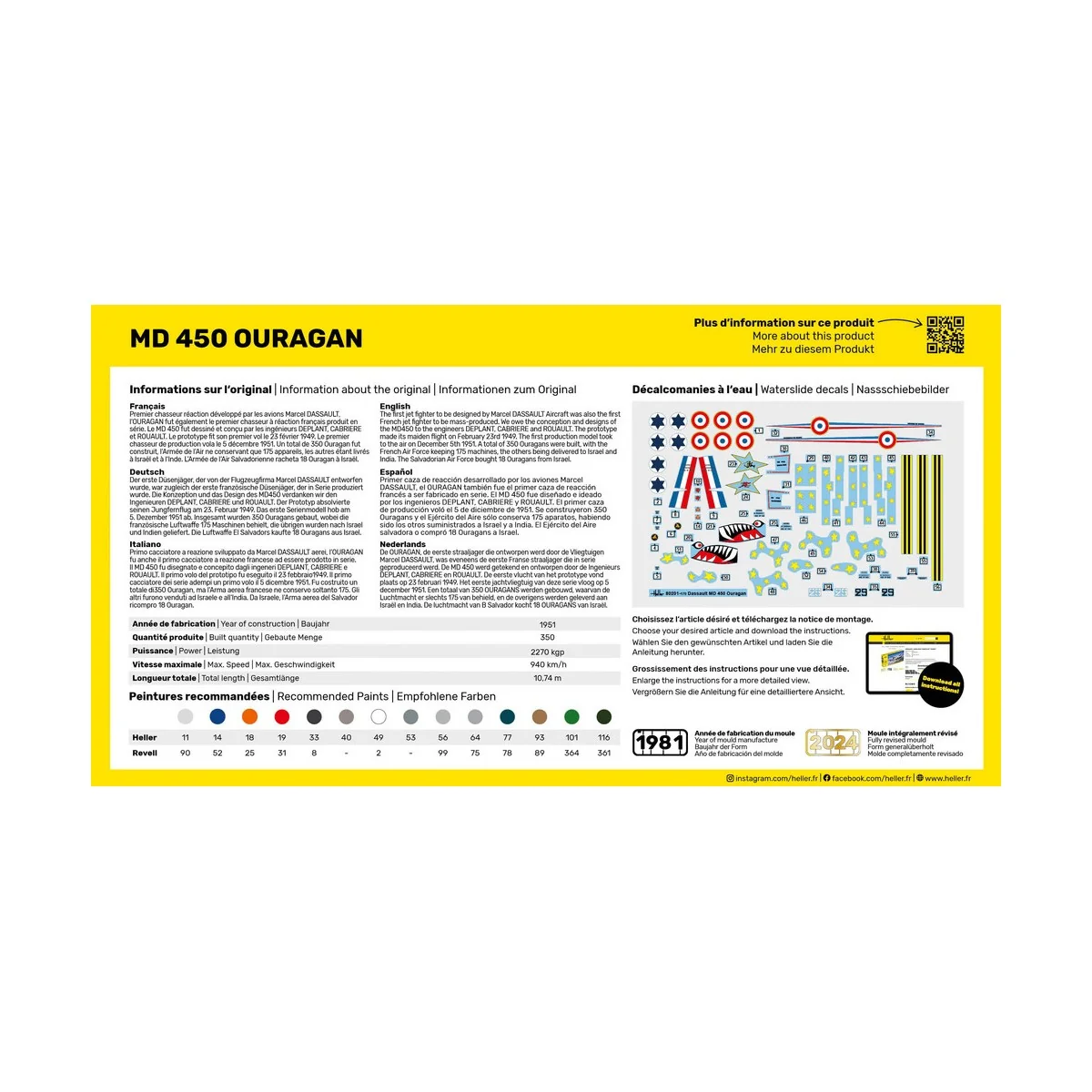 MD 450 Ouragan 1/72 Heller + colle et peintures Heller HEL-56201 - 3