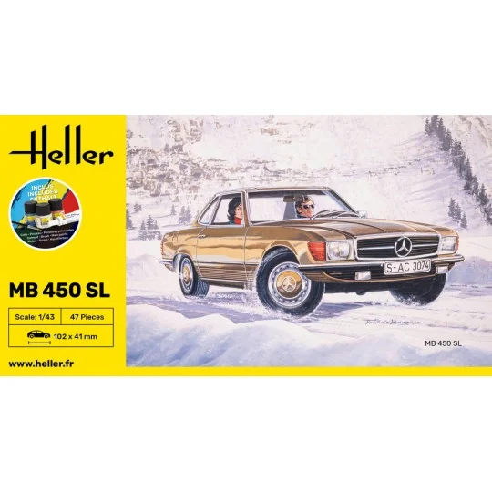 HEL-56171-Mercedes MB 450 SL 1/43 Heller + colle et peintures