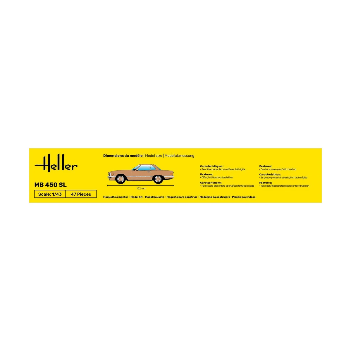 Mercedes MB 450 SL 1/43 Heller + colle et peintures Heller HEL-56171 - 4
