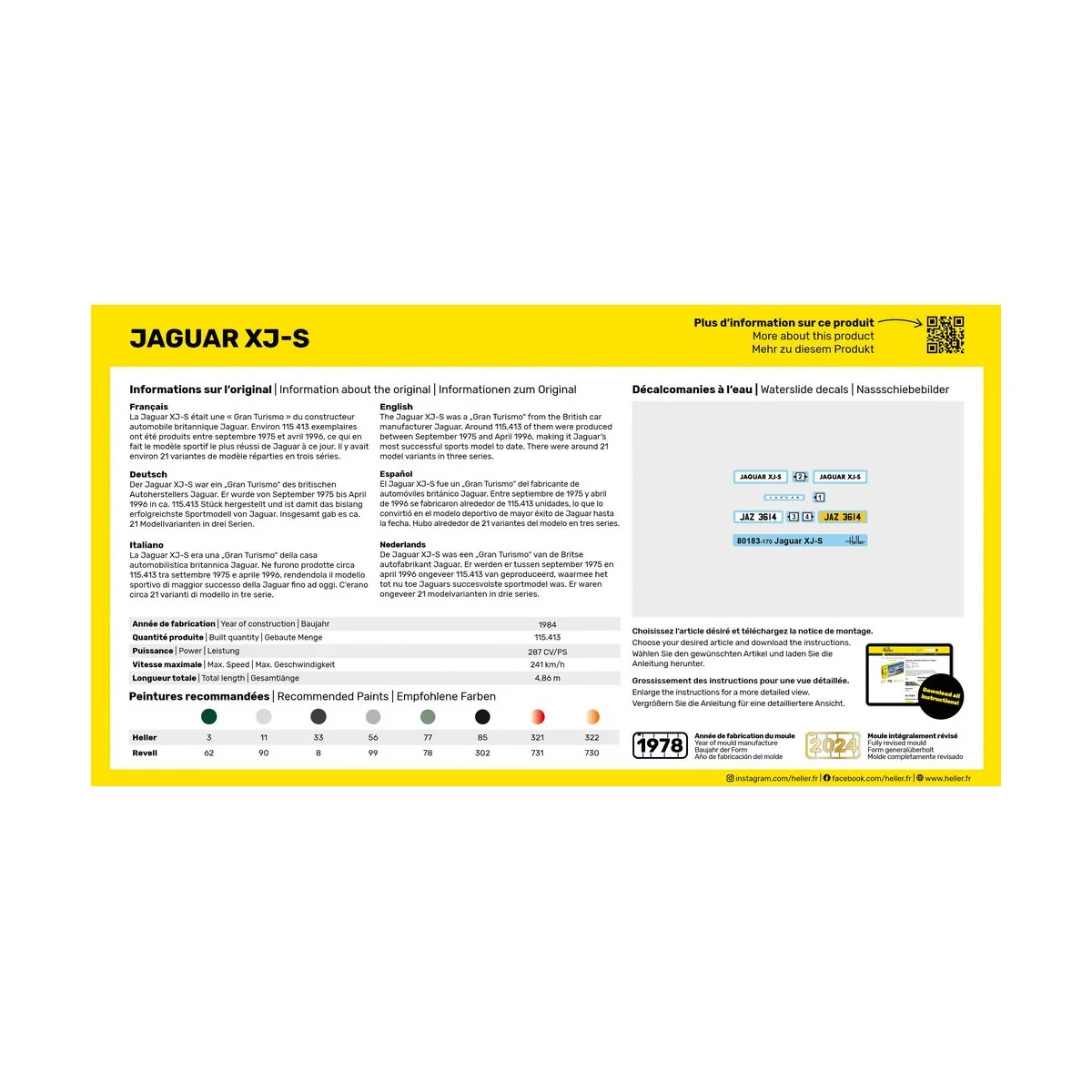 Jaguar XJ-S 1/43 Heller + colle et peintures Heller HEL-56183 - 2