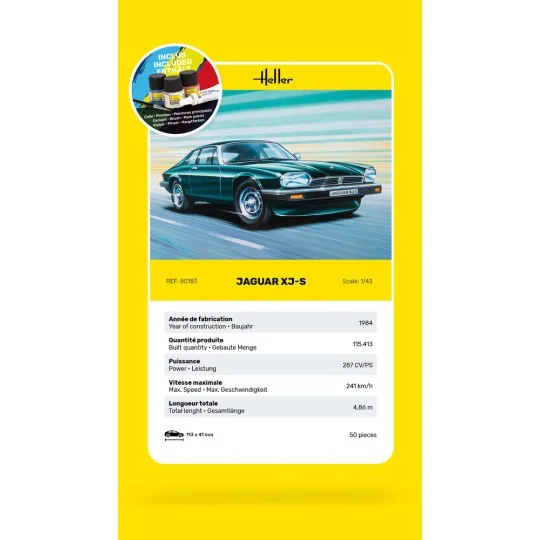 HEL-56183-Jaguar XJ-S 1/43 Heller + colle et peintures