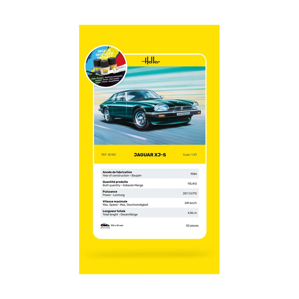 Jaguar XJ-S 1/43 Heller + colle et peintures Heller HEL-56183 - 5