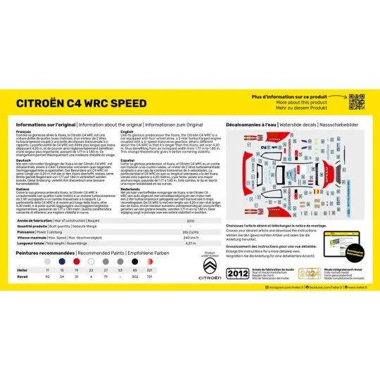 Citroën C4 WRC Speed 1/43 Heller + colle et peintures Heller HEL-56117 - 3 HEL-56117-Citroën C4 WRC Speed 1/43 Heller + colle et peintures - HEL-56117
