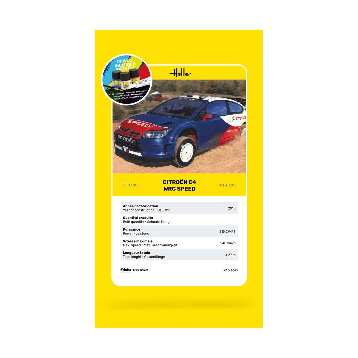 Citroën C4 WRC Speed 1/43 Heller + colle et peintures Heller HEL-56117 - 5 Citroën C4 WRC Speed 1/43 Heller + colle et peintures Heller HEL-56117 - 5