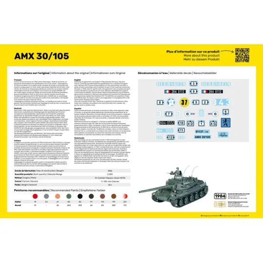 AMX 30/105 1/35 Heller Tank Heller HEL-81137 - 2 HEL-81137-AMX 30/105 1/35 Heller Tank - HEL-81137