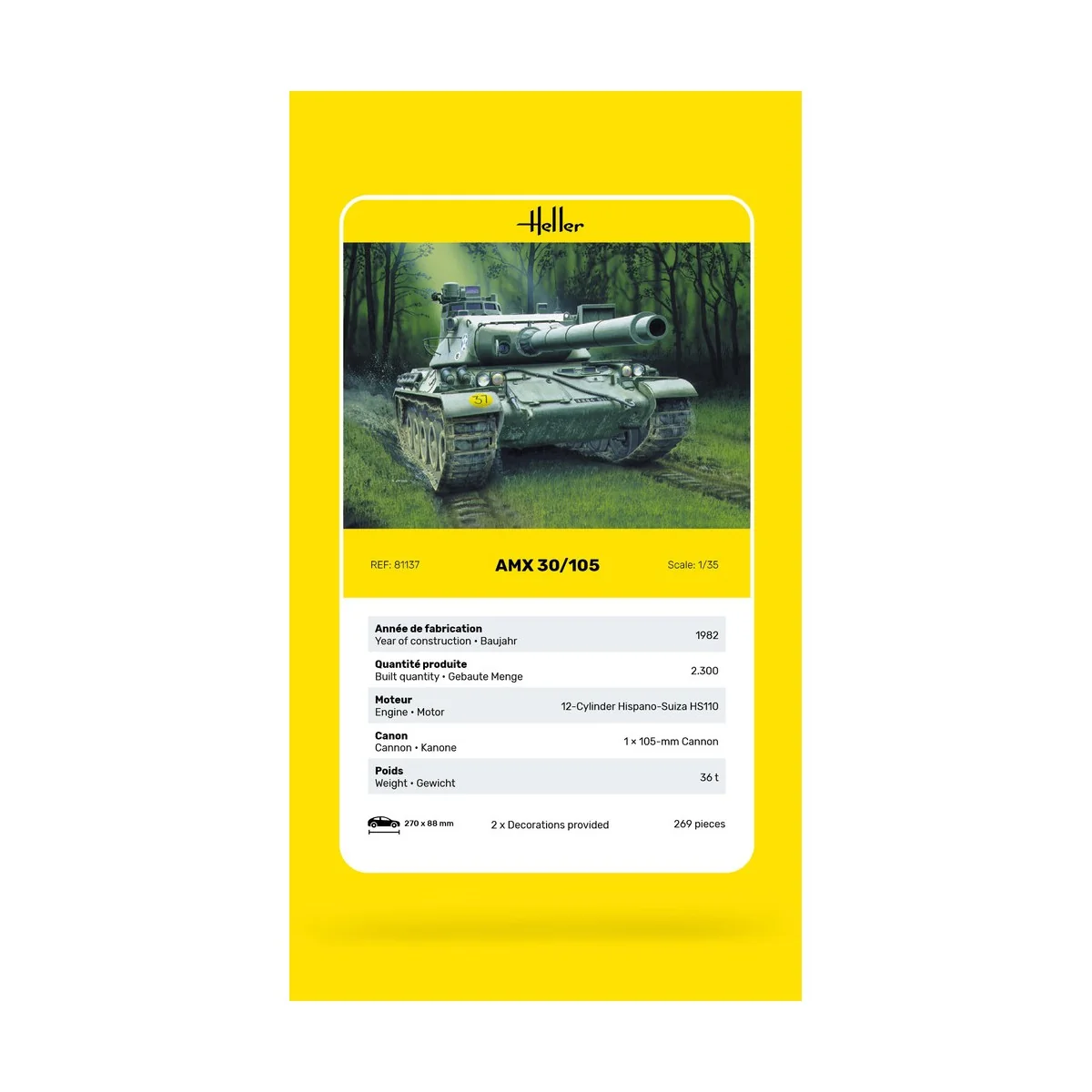AMX 30/105 1/35 Heller Tank Heller HEL-81137 - 5 AMX 30/105 1/35 Heller Tank Heller HEL-81137 - 5