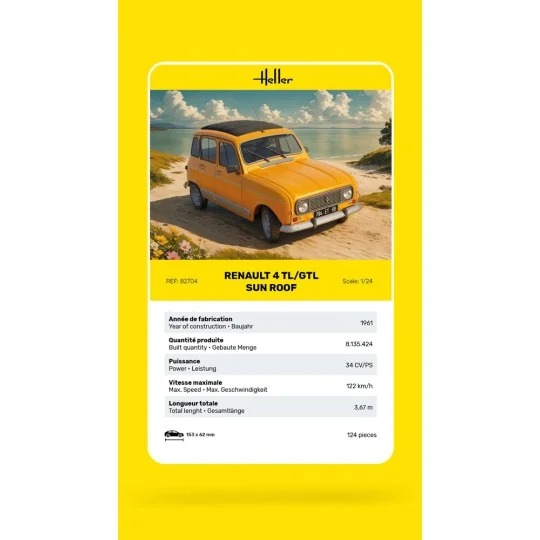 Renault 4 TL/GTL Sun Roof 1/24 Heller Heller HEL-82704 - 5 HEL-82704-Renault 4 TL/GTL Sun Roof 1/24 Heller - HEL-82704