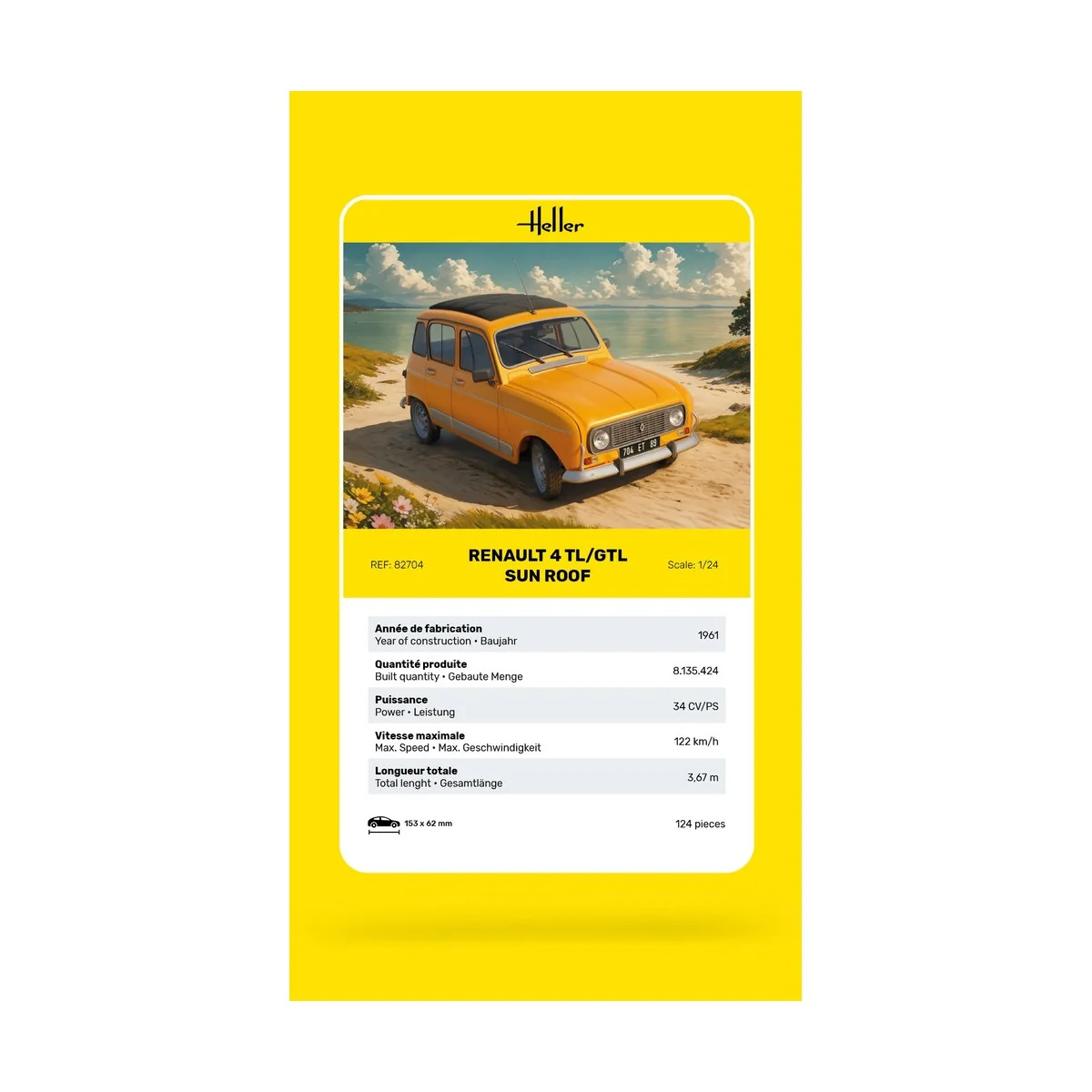 Renault 4 TL/GTL Sun Roof 1/24 Heller Heller HEL-82704 - 5 Renault 4 TL/GTL Sun Roof 1/24 Heller Heller HEL-82704 - 5